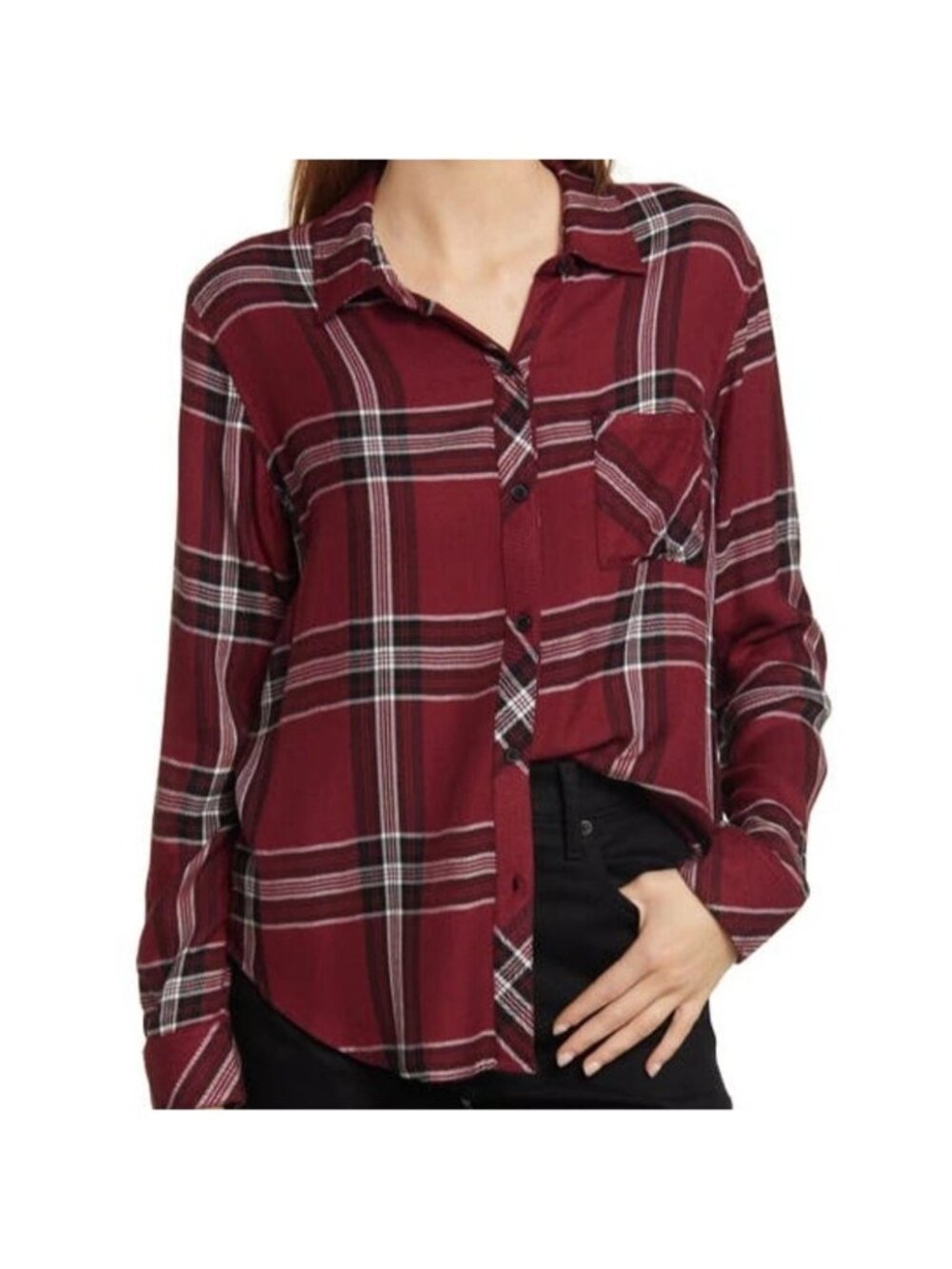 Plaid Y2K Grunge Rails Size XS Red Purple Long Sleeve Jersey Hunter Shirt Top